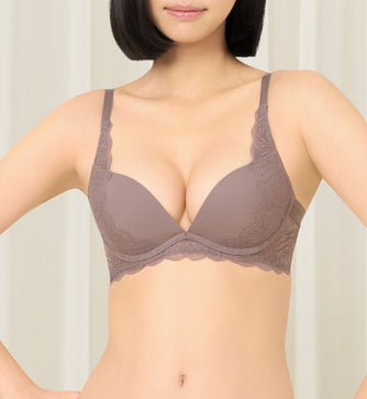 Tri-Air Lite Wired Push Up Deep V Bra - PIGEON GREY