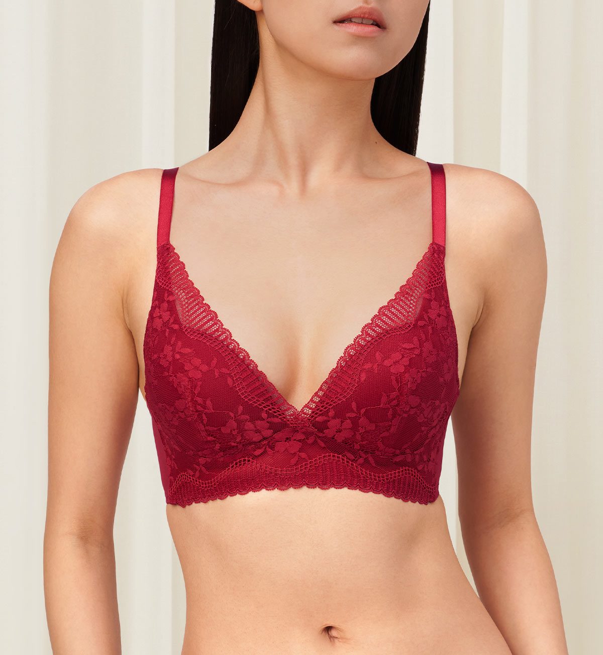 Aqua Fresh Non-Wired Deep V Push Up Bra in Paprika Red