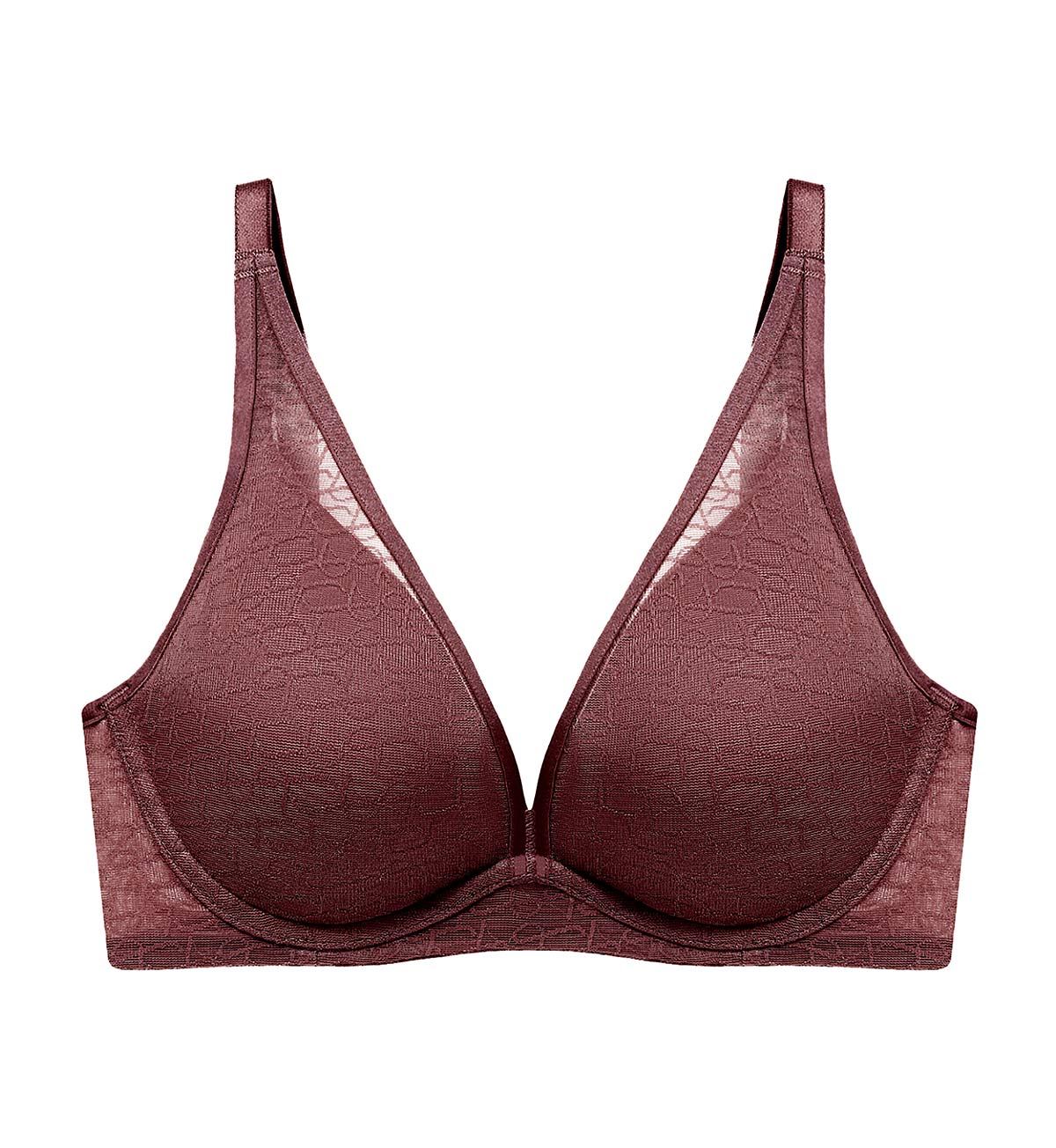 Signature Sheer Non Wired Push Up Deep V Bra in Decadent Chocolate