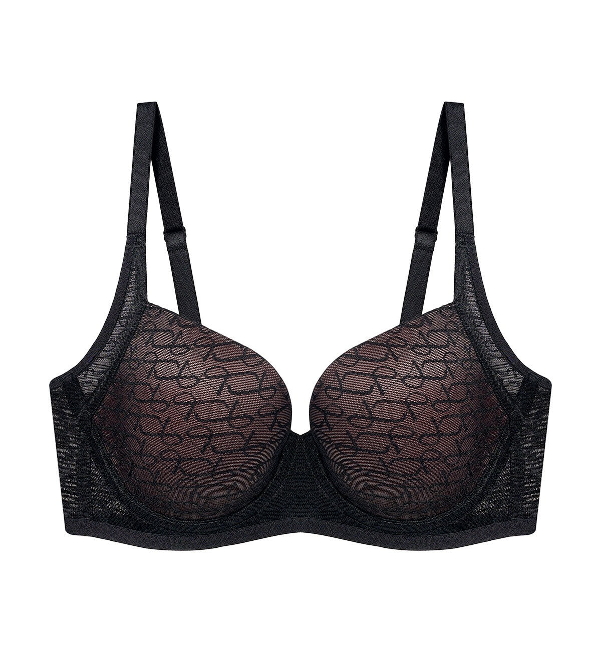 Signature Sheer Wired Padded Bra in Black