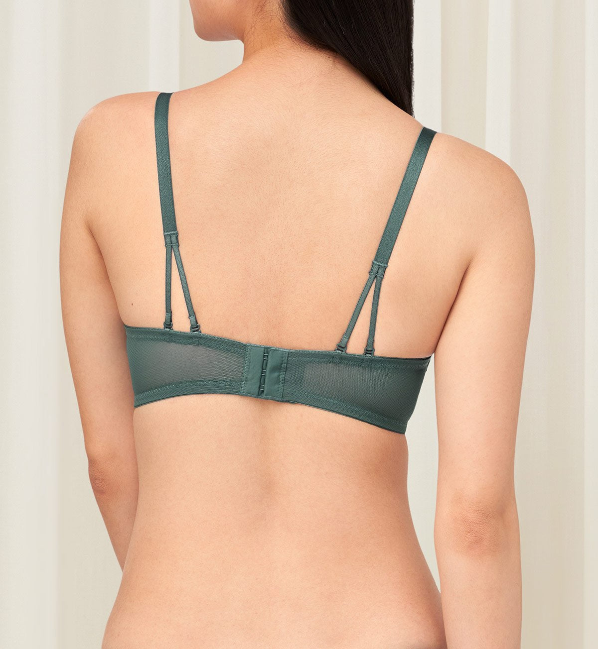Style Double Push Wired Detachable Bra in Mysterious Green